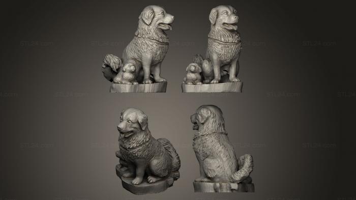 Статуэтки животных (Собака и щенок, STKJ_0031) 3D модель для ЧПУ станка